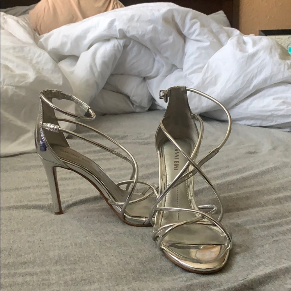 Silver strappy  heels